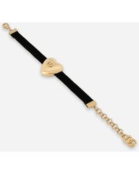 Dolce & Gabbana - Velvet Bracelet With Dg Logo Heart - Lyst