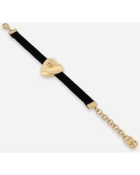 Dolce & Gabbana - Velvet Bracelet With Dg Logo Heart - Lyst
