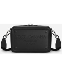 Dolce & Gabbana Calfskin crossbody bag with raised logo - Nero