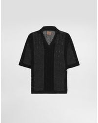 Dolce & Gabbana - Short-Sleeved Cotton Crochet Polo-Shirt - Lyst