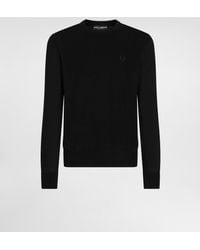 Dolce & Gabbana - Silk Round-Neck Sweater With Dg Embroidery - Lyst