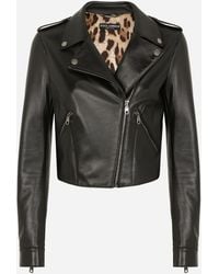 Dolce & Gabbana - Leather Biker Jacket - Lyst
