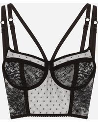 Dolce & Gabbana Lace Lingerie Bustier With Straps - Black