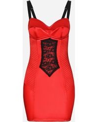 Dolce & Gabbana - Satin Lace-trimmed Mini Dress - Lyst