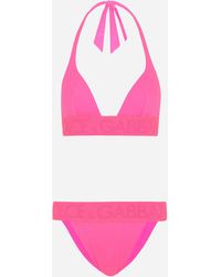 Damen Schmuck Broschen Dolce & Gabbana Synthetik Triangel-Bikini mit Logo-Gummiband in Pink 