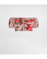 Dolce & Gabbana - Rose Bouquet-Print Cotton Top - Lyst