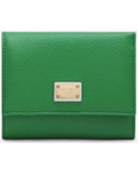 Dolce & Gabbana Dauphine calfskin wallet with branded tag - Verde