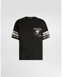 Dolce & Gabbana - Cotton And Silk T-Shirt With Print - Lyst