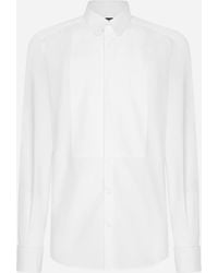 Dolce & Gabbana - Cotton Poplin-Fit Tuxedo Shirt - Lyst