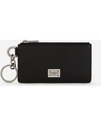 Dolce & Gabbana - Calfskin Card Holder With Ring And Logo Tag - Lyst