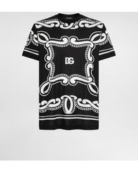 Dolce & Gabbana - Camiseta De Seda Con Estampado Bandana - Lyst