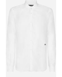 Dolce & Gabbana - Hemd Martini Aus Leinen Mit Dg Hardware - Lyst