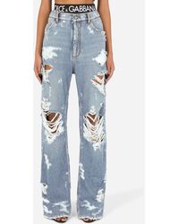 Dolce & Gabbana Jeans With Ripped Details - Blue