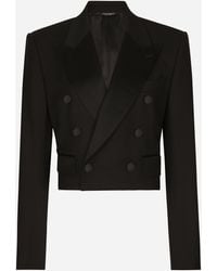 Dolce & Gabbana - Cropped Double-Breasted Wool Tuxedo Jacket - Lyst
