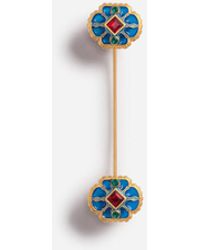 Dolce & Gabbana Krawattennadel Aus Metall Mit Emaillierten Blumen - Mettallic