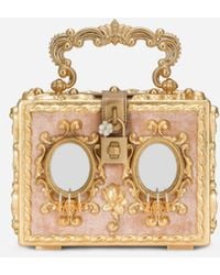 Dolce & Gabbana - Calfskin Dolce Box Bag With Rhinestone And Mirrored Detailing - Lyst