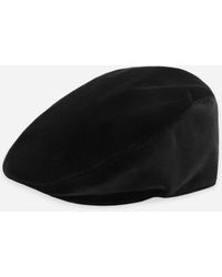 Dolce & Gabbana - Stretch Velvet Flat Cap With Logo Tag - Lyst