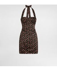 Dolce & Gabbana - Small Rose-Print Short Satin Dress - Lyst
