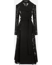 Dolce & Gabbana - Belted Double-Breasted Crepe And Lace Coat - Lyst