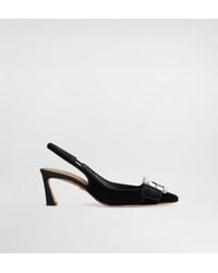 Dolce & Gabbana - Velvet Slingbacks With Bejeweled Buckle - Lyst