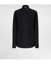 Dolce & Gabbana - Cotton Poplin Shirt With Lace Inlay - Lyst