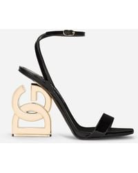 Dolce & Gabbana - Patent Leather Sandals With Dg Pop Heel - Lyst