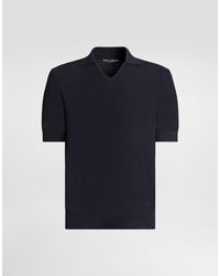 Dolce & Gabbana - Silk Polo Shirt With Micro-Stitch Detailing - Lyst