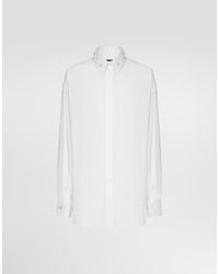Dolce & Gabbana - Long-Sleeved Cotton Shirt With Embroidered Collar - Lyst