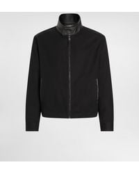 Dolce & Gabbana - Leather And Technical Fabric Jacket With A High Neck And Tag - Lyst