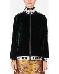 Dolce & Gabbana Sudadera Con Cremallera De Terciopelo Fluido - Verde
