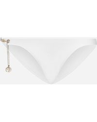 Dolce & Gabbana Swim briefs with logo plate and coin charm - Bianco
