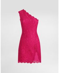 Dolce & Gabbana - Floral Cordonetto Lace Minidress With Slit - Lyst