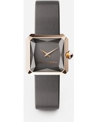 Dolce & Gabbana Gold Watch With Silk Strap - Gray