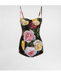 Dolce & Gabbana - One-Piece Swimsuit With Rose And Peony - Lyst
