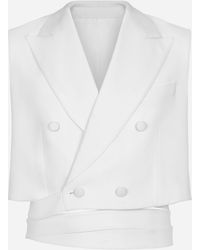 Dolce & Gabbana - Belted Cropped Double-Breasted Wool Waistcoat - Lyst