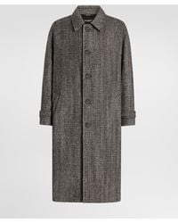 Dolce & Gabbana - Single-Breasted Wool Blend Chevron Coat - Lyst