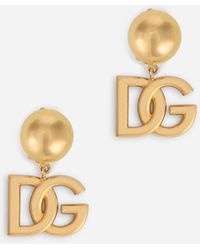 Dolce & Gabbana Orecchini a cerchio con logo DG - Metallizzato