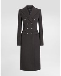 Dolce & Gabbana - Virgin Wool Logo-Button Overcoat - Lyst