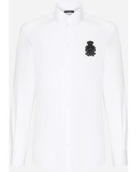 Dolce & Gabbana Camisa Gold de algodón con logotipo DG - Blanco