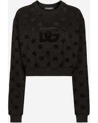 Dolce & Gabbana - Sweatshirt Aus Jersey Mit Geflocktem Dg-Logoprint - Lyst