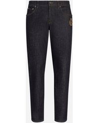 Dolce & Gabbana - Denim Embroidered Jeans - Lyst