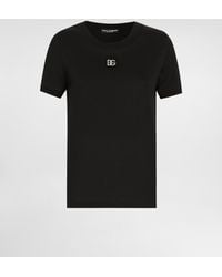 Dolce & Gabbana - T-Shirt With Shimmering Logo - Lyst