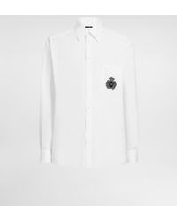 Dolce & Gabbana - Linen Shirt With Heraldic Patch - Lyst