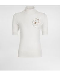 Dolce & Gabbana - Silk Pullover With Flower Brooch - Lyst