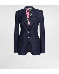 Dolce & Gabbana - Single-Breasted Denim And Silk Turlington Jacket - Lyst