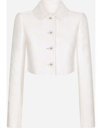 Dolce & Gabbana - Short Jacquard Jacket With All-Over Dg Logo - Lyst