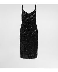 Dolce & Gabbana - Calf-Length Slip Dress With Sequined Fringing - Lyst
