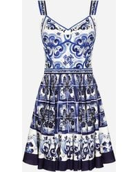 Dolce & Gabbana - Short Majolica Print Dress - Lyst