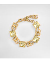 Dolce & Gabbana - Bracelet With Dg Logo And Rhinestones - Lyst