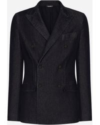 Dolce & Gabbana - Double-Breasted Taormina-Fit Denim Jacket - Lyst